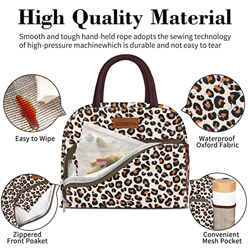 Lunch Bag Women, Insulated Lunch Box Tote Bag for Women Adult Men, Reusable Small Leakproof Cooler Cute Lunch Box Bags for Work Office Picnic School or Travel(Leopard)