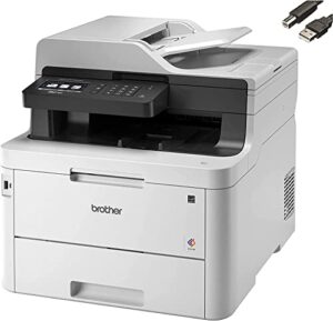 brother mfc-l3770cdw wireless color all-in-one laser printer, auto 2-sided printing, 3.7 inch color touchscreen, print scan copy, 30-sheet capacity, bundle with jawfoal printer cable