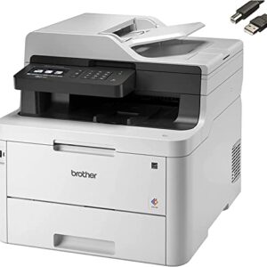 Brother MFC-L3770CDW Wireless Color All-in-One Laser Printer, Auto 2-Sided Printing, 3.7 Inch Color Touchscreen, Print Scan Copy, 30-Sheet Capacity, Bundle with JAWFOAL Printer Cable