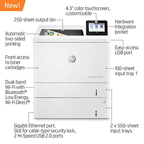 HP Color LaserJet Enterprise M555x Duplex Printer with Extra Paper Tray (7ZU79A)