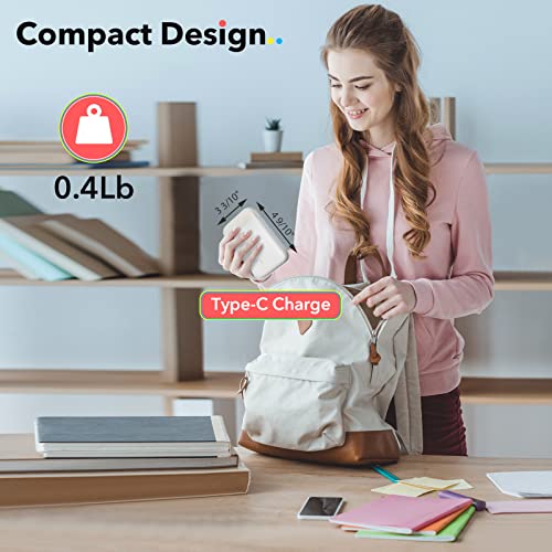 Liene 2x3” Photo Printer, Mini Instant Portable Photo Printer Bundle w/ 50 Zink Adhesive Paper, Bluetooth 5.0, Compatible w/iOS & Android, Small Picture Printer for iPhone, Smartphone, White