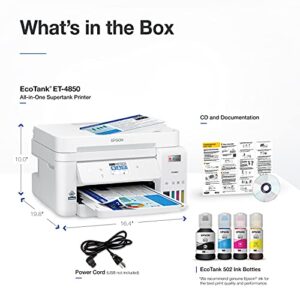 Epson EcoTank ET-4850 Wireless All-in-One Cartridge-Free Supertank Printer with Scanner, Copier, Fax, ADF and Ethernet (Renewed/Refurbished)