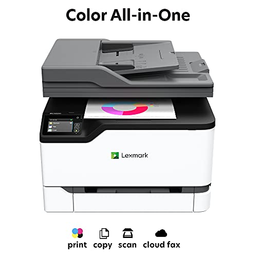 Lexmark MC3224i Color Laser Multifunction Product with Print, Copy, Digital Fax, Scan and Wireless Capabilities, Plus Full-Spectrum Security and Print Speed up to 24ppm (40N9640), White, Small