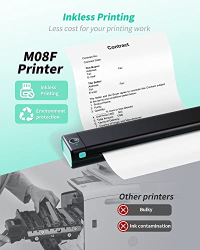 Itari Portable Printer Wireless for Travel - M08F-Letter Bluetooth Mobile Printer Support 8.5" X 11" US Letter, Inkless Thermal Compact Printer, Compatible with Android and iOS Phone & Laptop