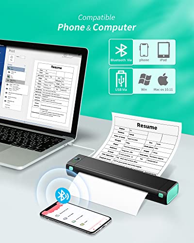 Itari Portable Printer Wireless for Travel - M08F-Letter Bluetooth Mobile Printer Support 8.5" X 11" US Letter, Inkless Thermal Compact Printer, Compatible with Android and iOS Phone & Laptop