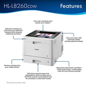 Brother HL-L8260CDW Business Color Laser Printer, Duplex Printing, Flexible Wireless Networking, Mobile Device Printing, Advanced Security Features – Amazon Dash Replenishment Ready