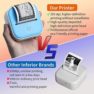 Mini Pocket Sticker Printer-Bluetooth Pocket Thermal Printer-Portable Smart Photo Printer for iPhone, Compatible with iOS&Android, T02 Receipt Mobile Sticker Printer for Journal, Notes, Memo, Photo