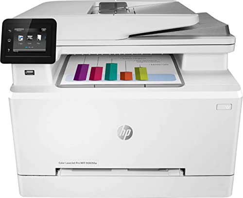 HP Color Laserjet Pro MFP M283fdwL AIO Laser Printer, 2.7'' Touchscreen, Print Copy scan fax, ADF, Auto Duplex Printing, 22ppm, 600X600dpi, Ethernet, Compatible with Alexa, with Printer Cable, White