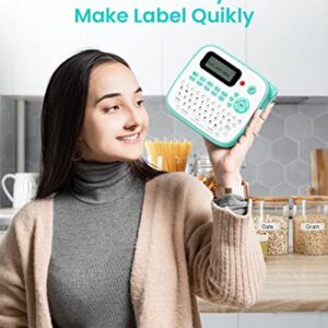 Vixic Portable Label Maker Machine with Tape,D210S Labeler Label Printer,QWERTY Keyboard,Sticker Makers for Labeling with 4 Laminated Tapes,AC Adapter for Home School Kids Office Organization