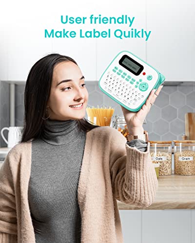 Vixic Portable Label Maker Machine with Tape,D210S Labeler Label Printer,QWERTY Keyboard,Sticker Makers for Labeling with 4 Laminated Tapes,AC Adapter for Home School Kids Office Organization