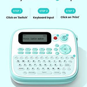 Vixic Portable Label Maker Machine with Tape,D210S Labeler Label Printer,QWERTY Keyboard,Sticker Makers for Labeling with 4 Laminated Tapes,AC Adapter for Home School Kids Office Organization