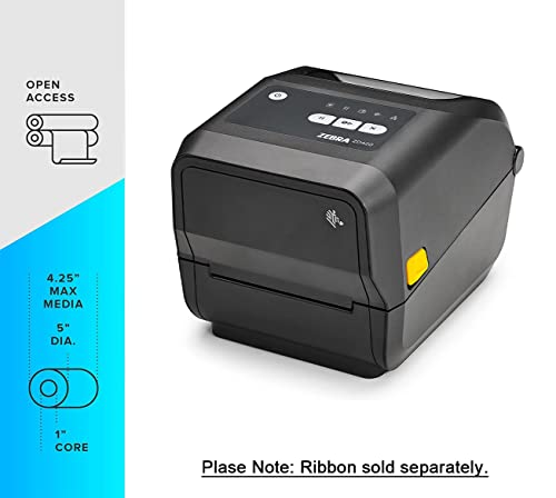 ZEBRA ZD420T 300dpi Thermal Transfer and Direct Thermal Desktop Printer, Black - USB, USB Host Connectivity - 4" Print Width, 4 IPS, Monochrome- ZD42043-T, JTTANDS Printer_Cable