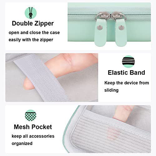 Elonbo Label Maker Case for SUPVAN E10 Mini Bluetooth Label Printer/POLONO P10 Mini Label Printer, Extra Interior Mesh Pocket Fits Label Paper Cable, Green. (CASE ONLY! Label Maker not Included)