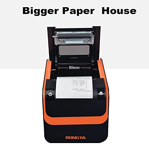 Rongta POS Printer, 80mm Direct Thermal Receipt Printer with Auto Cutter, USB Serial Ethernet Interface, Support Windows/Mac/Linux Cash Drawer, Restaurant Kitchen Printer for ESC/POS (RP332)