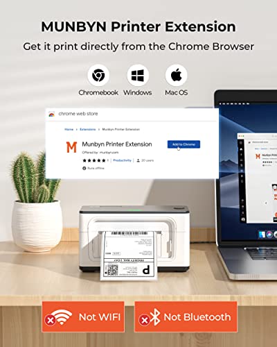 MUNBYN Thermal Label Printer 300DPI, 4x6 USB Shipping Label Printer for Shipping Packages & Small Business, Thermal Printer for Shipping Labels with USPS Shopify Ebay, One-Click Setup for Windows Mac