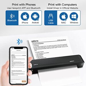 Portable Printer, POLONO MT800 2.0 Wireless Bluetooth Thermal Printer, Support 8.5" X 11" US Letter, Compatible with Android and iOS, Mobile Thermal Transfer Printer for Travel, Mobile Office and Home