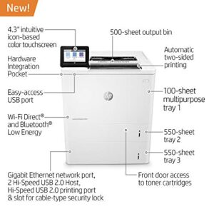 HP LaserJet Enterprise M611x Monochrome Printer with built-in Ethernet, 2-sided printing & extra paper tray (7PS85A) White