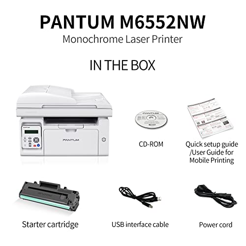 Pantum M6552NW Laser Printer All in One, Print Scan Copy with Mobile Printing and Auto Document Feeder, Monochrome Laser Printer, Speed up to 23 ppm