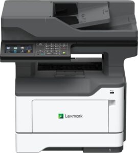 lexmark mx521de monochrome all-in one laser printer, scan, copy, network ready, duplex printing and professional features, print speed 46 ppm, grey, 4.3 inch touchscreen (36s0800)