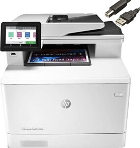 hp color laserjet pro m479fdn all-in-one laser printer, print scan copy fax, automatic 2-sided printing, 600×1200 dpi, 250-sheet, 28 ppm, 512mb, works with alexa, bundle with jawfoal printer cable