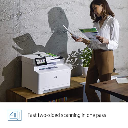 HP Color Laserjet Pro M479fdn All-in-One Laser Printer, Print Scan Copy Fax, Automatic 2-Sided Printing, 600x1200 dpi, 250-sheet, 28 ppm, 512MB, Works with Alexa, Bundle with JAWFOAL Printer Cable