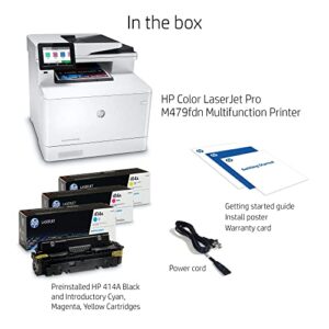 HP Color Laserjet Pro M479fdn All-in-One Laser Printer, Print Scan Copy Fax, Automatic 2-Sided Printing, 600x1200 dpi, 250-sheet, 28 ppm, 512MB, Works with Alexa, Bundle with JAWFOAL Printer Cable
