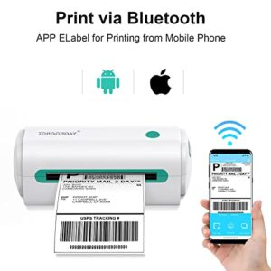 Tordorday Bluetooth Shipping Label Printer Work with App Elabel 4x6 Bluetooth Thermal Label Printer for Shipping Packages, Compatible with USPS, Shopify, Amazon, Ebay, FedEx