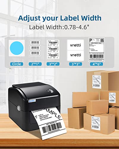 VRETTI Shipping Label Printer, Thermal Label Printer for Shipping Packages, 4x6 Barcode Label Printer Compatible with Windows & Mac System, Label Maker Machine for Small Business UPS Ebay Amazon label