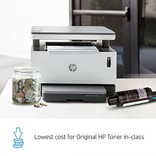HP Neverstop Laser MFP 1202w Wireless Monochrome All-in-One Printer with cartridge-free toner tank, comes with up to 5,000 pages of toner in the box (5HG92A)
