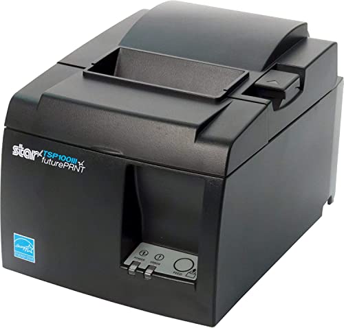 Star Micronics TSP143IIIU (TSP100III USB) Thermal Monochrome Receipt Printer, Charcoal Grey - Device and Mfi USB Ports, Auto-Cutter, Internal Power Supply - YKGAV