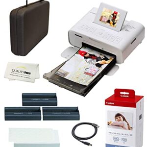 Canon SELPHY CP1300 Wireless Compact Photo Printer with AirPrint and Mopria Device Printing, with Canon KP108 Paper and Black Hard case to fit All Together (White)