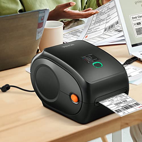 VEVOR Direct Bluetooth Thermal Label Printer HD(300DPI), All in One BT-USB Cable Dual-use Shipping Label Printer w/Automatic Label Recognition, Support Windows/MacOS/Linux/Chromebook/Android/iOS