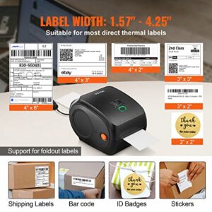 VEVOR Direct Bluetooth Thermal Label Printer HD(300DPI), All in One BT-USB Cable Dual-use Shipping Label Printer w/Automatic Label Recognition, Support Windows/MacOS/Linux/Chromebook/Android/iOS