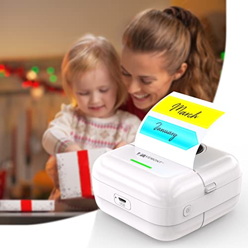 VEMONT Mini Printer, Small Pocket Printer, Built-in 1200mAh Battery, Black and White Printing Bluetooth Thermal Printer Compatible with iOS and Android, Portable Printer for Notes, Memos, DIY Printing