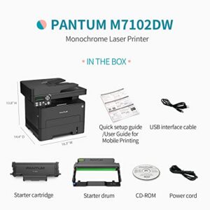 Pantum Wireless All-in-One Multifunction Laser Printer M7102DW, Print Copy Scan, (Monochrome) Black and White Only, Mobile Printing and Duplex Printing with 50-Sheet ADF, High Speed 35 PPM