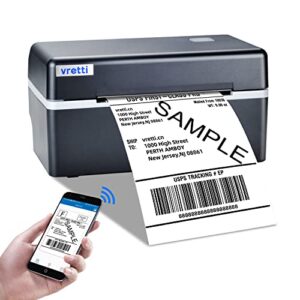 vretti bluetooth thermal label printer, wireless 4×6 shipping label printer, 152mm/s destop barcode label printer for shipping packages, small business, amazon,windows, mac