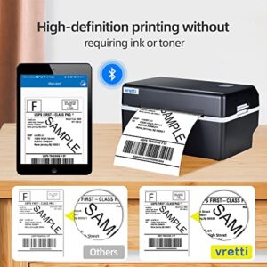 vretti Bluetooth Thermal Label Printer, Wireless 4x6 Shipping Label Printer, 152mm/s Destop Barcode Label Printer for Shipping Packages, Small Business, Amazon,Windows, Mac