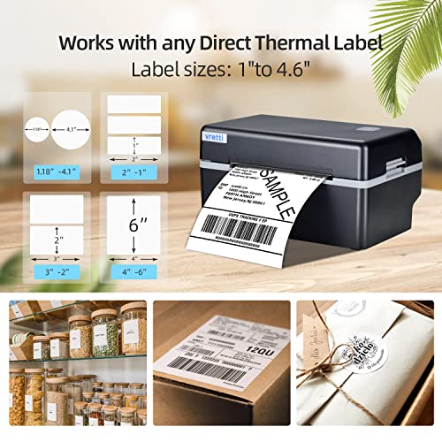 vretti Bluetooth Thermal Label Printer, Wireless 4x6 Shipping Label Printer, 152mm/s Destop Barcode Label Printer for Shipping Packages, Small Business, Amazon,Windows, Mac