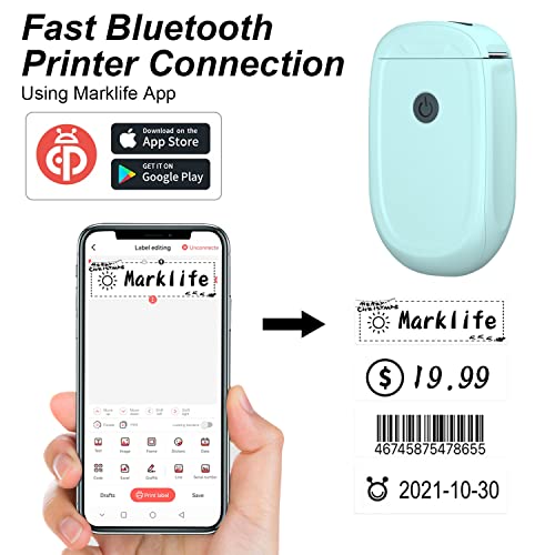 MARKLIFE P11 Label Makers Machine with 4 Tape,Mini Portable Thermal Mobile Sticker Maker for Cabinet Organizer&Home Organization (Green)