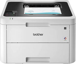 brother hl-l3230cdwl compact color laser printer, auto duplex printing, 2400 x 600 dpi, up to 25 ppm, wireless & ethernet printing, 250 sheet tray with printer cable, white