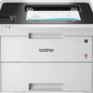 Brother HL-L3230CDWl Compact Color Laser Printer, Auto Duplex Printing, 2400 x 600 dpi, Up to 25 PPM, Wireless & Ethernet Printing, 250 Sheet Tray with Printer Cable, White