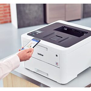 Brother HL-L3230CDWl Compact Color Laser Printer, Auto Duplex Printing, 2400 x 600 dpi, Up to 25 PPM, Wireless & Ethernet Printing, 250 Sheet Tray with Printer Cable, White