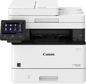 canon imageclass mf455dw all-in-one wireless monochrome laser printer, white – print scan copy fax – 40 ppm, 600 x 600 dpi, 1gb memory, auto 2-sided printing, 8.5×14 legal, 5″ touch panel, ethernet