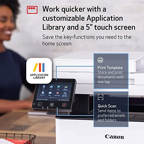 Canon imageCLASS MF455dw All-in-One Wireless Monochrome Laser Printer, White - Print Scan Copy Fax - 40 ppm, 600 x 600 dpi, 1GB Memory, Auto 2-Sided Printing, 8.5x14 Legal, 5" Touch Panel, Ethernet