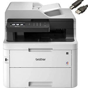 brother mfc-l3750cdw compact digital color all-in-one printer, duplex printing, print scan copy fax, 600 x 2400 dpi, 25ppm, 512mb, compatible with alexa – bundle with jawfoal printer cable