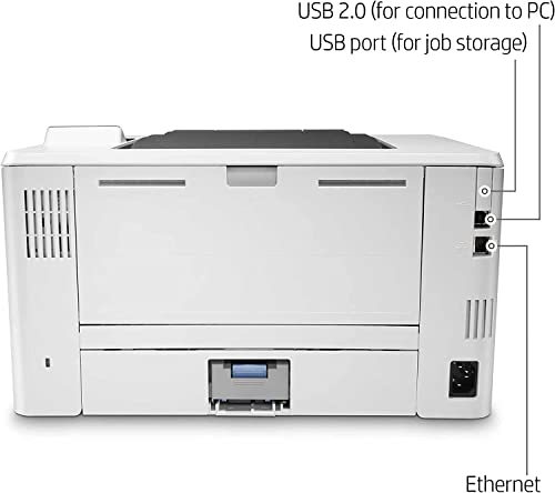 HP Laserjet Pro M404n Single-Function Wired Monochrome Laser Printer, White - Print only - 40 ppm, 4800 x 600 dpi, 256MB Memory, 8.5 x 14, Ethernet, Cbmou Printer_Cable