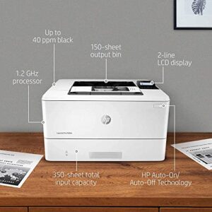 HP Laserjet Pro M404n Single-Function Wired Monochrome Laser Printer, White - Print only - 40 ppm, 4800 x 600 dpi, 256MB Memory, 8.5 x 14, Ethernet, Cbmou Printer_Cable