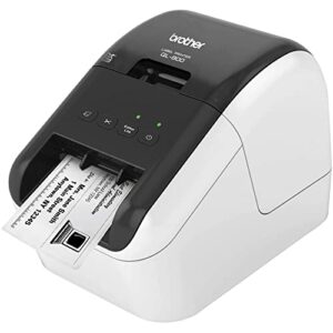 Brother QL-800 High-Speed Professional Label Printer with Wired USB Connectivity - 2.4" Wide, 300 x 300 dpi, 93 Labels Per Minute, Automatic Cutter, Black and Red Printing, Postage and Barcode Printer