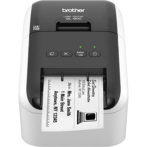 Brother QL-800 High-Speed Professional Label Printer with Wired USB Connectivity - 2.4" Wide, 300 x 300 dpi, 93 Labels Per Minute, Automatic Cutter, Black and Red Printing, Postage and Barcode Printer