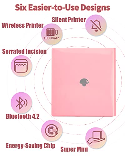 Memoking Inkless Bluetooth Printer Wireless - 2" Thermal Mini Printer Portable Photo Printer - M02 Sticker Printer Machine for Pad&Phone, HD Mini Sticker Maker Machine Printer for Memos,Sticker,Photos